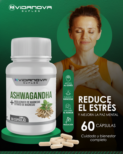 🌿 Ashwagandha + Magnesio - 1000mg 60 CAPS ✨